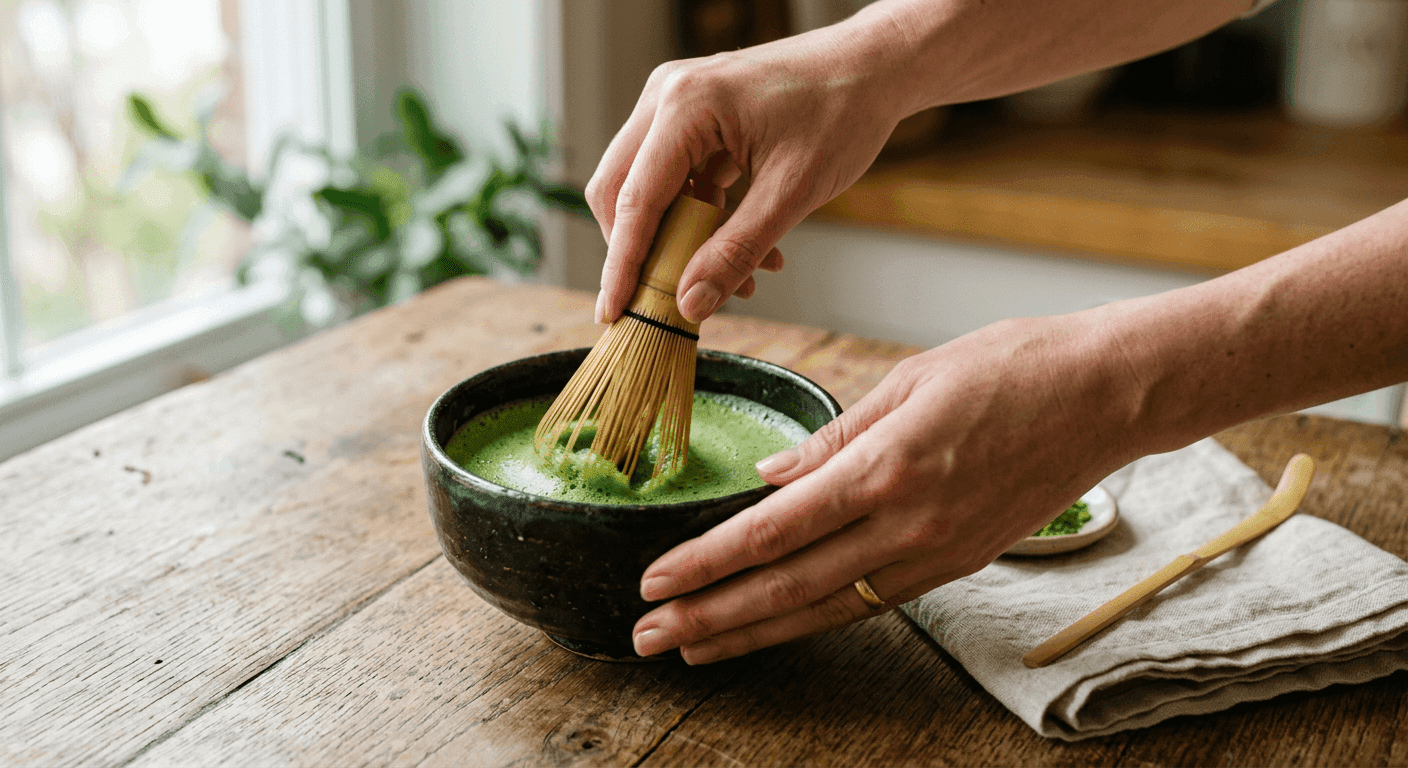 Fouetter son matcha avec un chasen artisanal